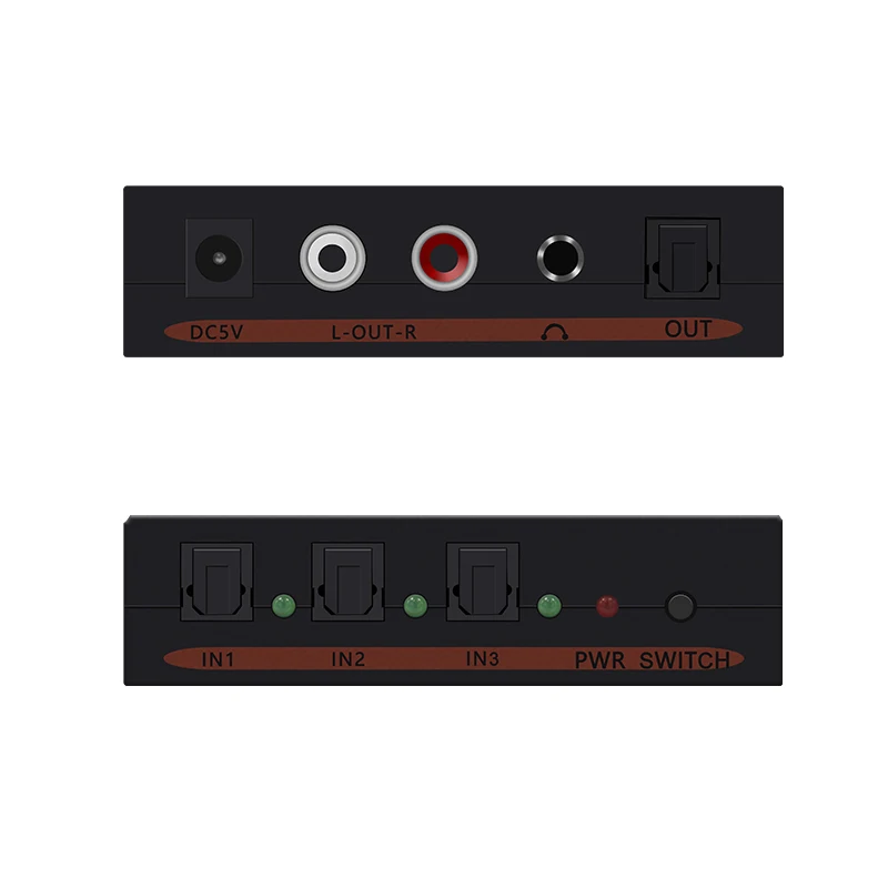 Conmutadores de Audio ópticos digitales SPDIF/TosLink 3x1 con adaptador de interruptor óptico interruptor TosLink óptico digital para DVD