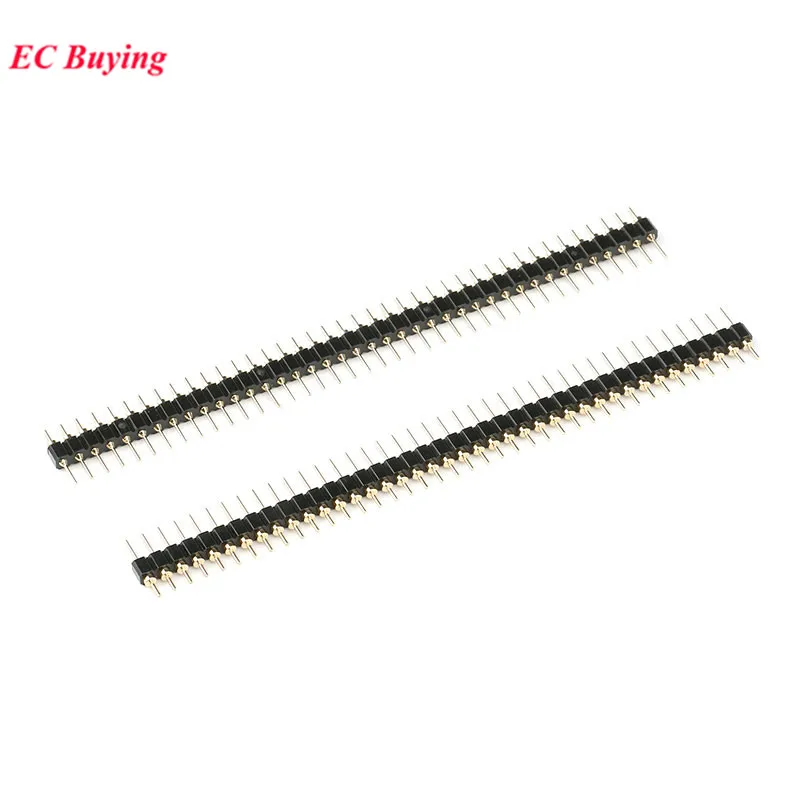 50 uds/5 uds 40Pin 1x40 Pin 2,54mm paso DIP una sola fila macho Pin redondo rompible conector tira aguja placa PCB chapada en oro