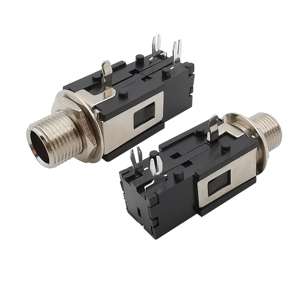 1/2/5 Uds bloqueo de rosca 6,35mm toma de auriculares teléfono Audio Mono/estéreo conector hembra 6,35 1/4 pulgadas adaptador de montaje en Panel - imagen 4