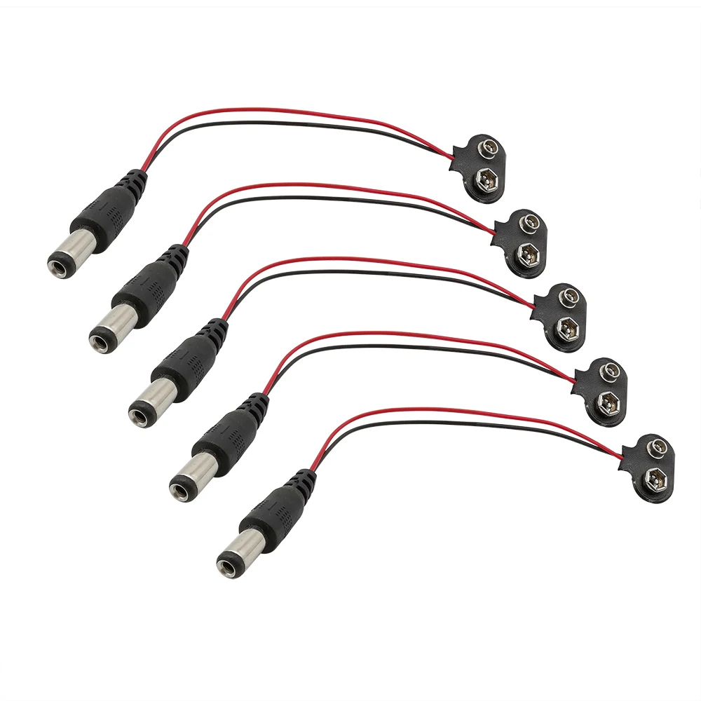 5/10 Uds T tipo 9V DC conector a presión de batería Clip Cable de alimentación enchufe barril Jack 15cm para Arduino DIY
