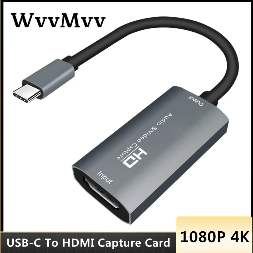 WvvMvv 1080P HDMI a usb-c tarjeta de captura de vídeo HD tipo C a HD-MI, captura de vídeo, retransmisión en directo de grabación de juegos de mesa