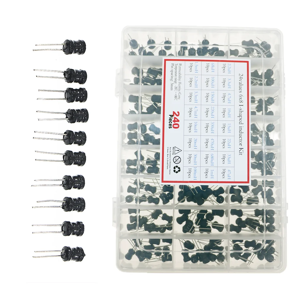 240 unids/caja 24 valores 6*8mm Inductores de estrangulación Kit surtido 2.2uH 3.3uH 4.7uH 6.8uH 10uH 22uH 47uH 68uH 100uH 220uH 1mH 4,7mH 100mH - imagen 4