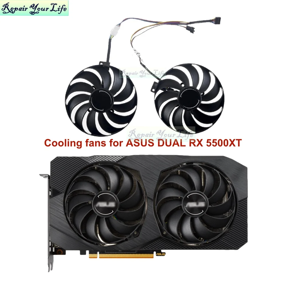 Ventilador de tarjeta gráfica de 95MM para ASUS DUAL RX5500XT RX5600 PC GPU Cooling Cooler T129215SU PLD10010S12HH FDC10U12S9-C DC12V 4Pin nuevo