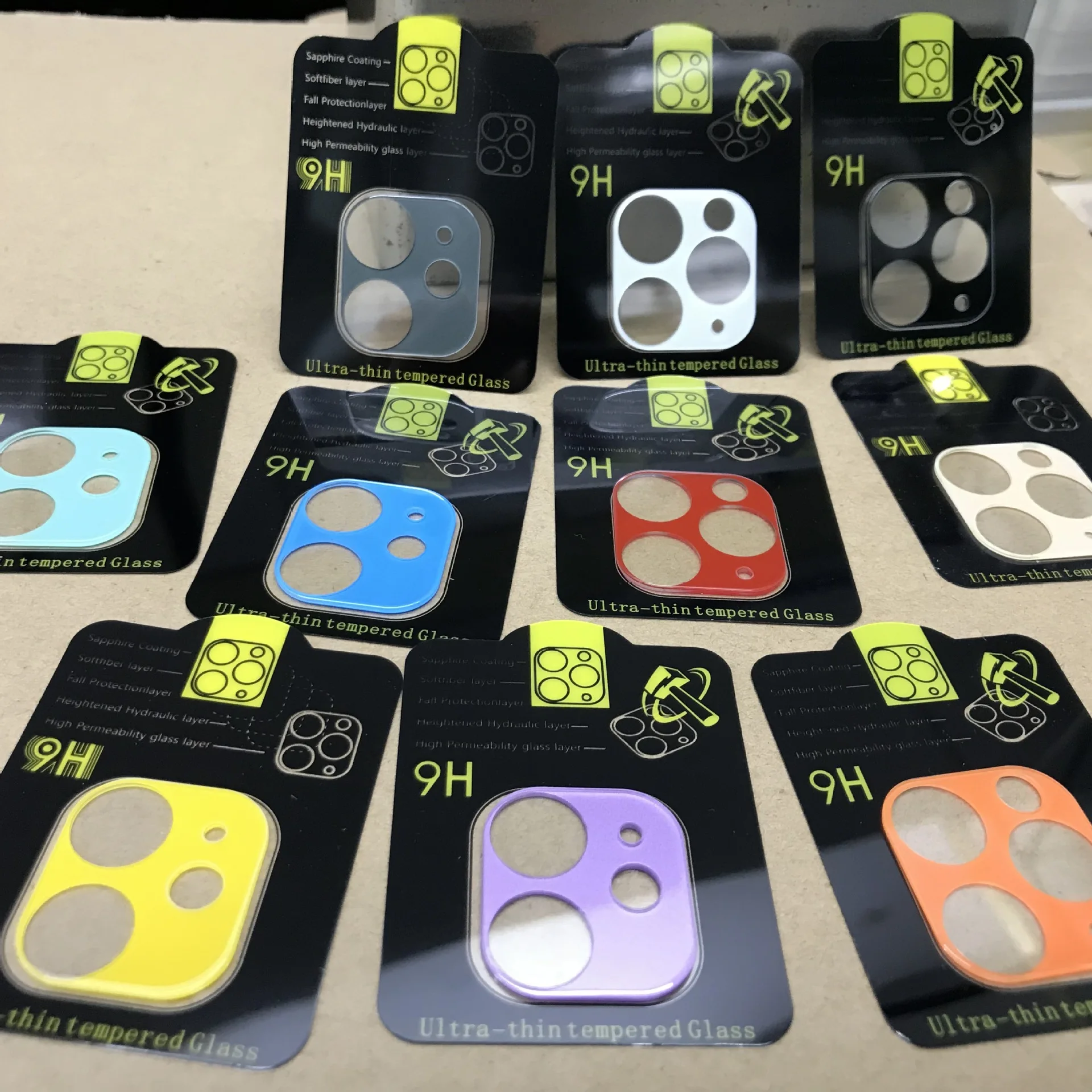 2 uds. Lente de cámara trasera 3D colorida película protectora de vidrio templado para iPhone 11 12 mini 12 Pro Max Protector de pantalla de lente trasera