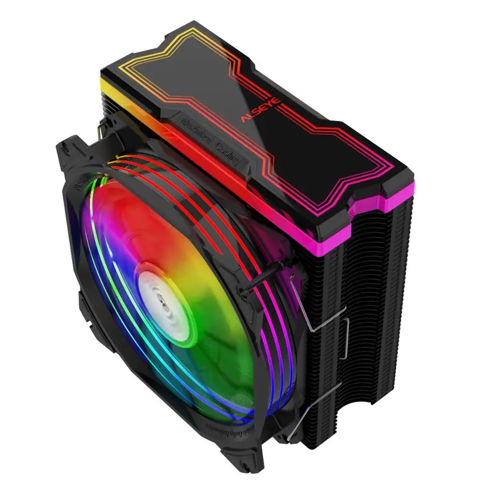 ALSEYE-enfriador de CPU M120D, iluminación RGB ajustable, 120mm, PWM, 4 pines, 5V-3 Aura/RGB, soporte enfriador tubo calor fusión, LGA1200