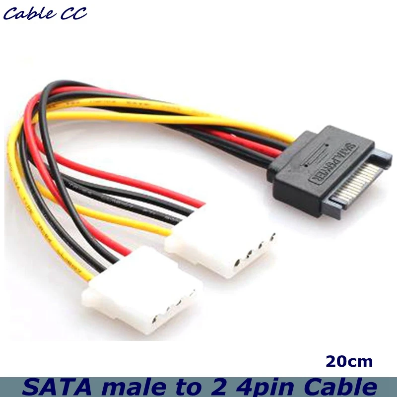 Adaptador de Cable de alimentación para disco duro IDE Molex a Serial ATA SATA, convertidor de línea divisor macho a Bus, doble 4 pines, 20cm, mejor precio