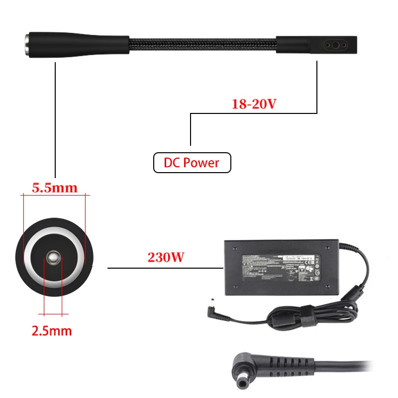 Adaptador de corriente para ordenador portátil, Cable conector para Razer Blade 15 17 RZ09-03006E92 RC30-024801, convertidor de Cable de carga de RZ09-02386W92 - imagen 5