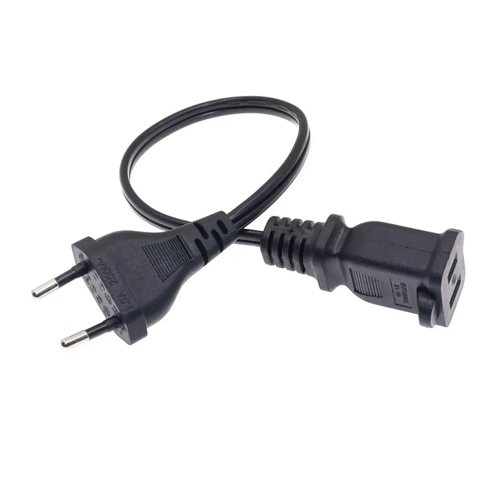 Cable adaptador de corriente Schuko CEE7/16, enchufe europeo a EE. UU., macho de la UE a EE. UU., Nema 1-15R, 30CM - imagen 3