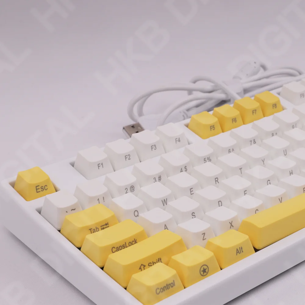Teclas de 108 teclas PBT OEM, traje con estampado lateral amarillo y blanco para teclado mecánico 61 87 104 108 Anne Pro 2 AKKO FUN60 Pro Mad 60he - imagen 3