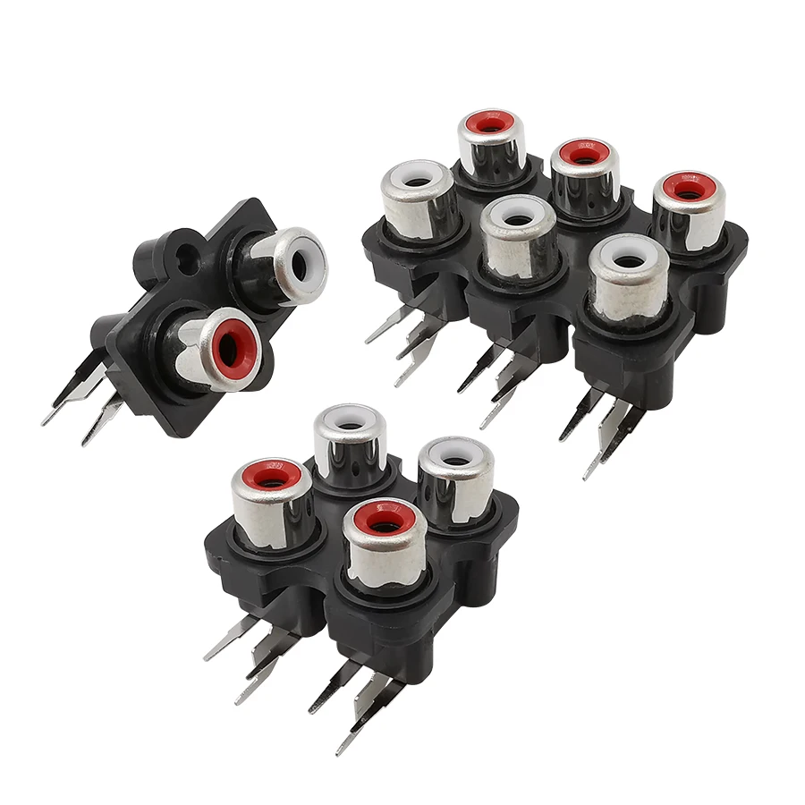 Conector hembra RCA, 3 piezas, negro, 2, 4, 6 agujeros, conectores de Audio, interfaz de salida de ENTRADA AV, conexión de señal