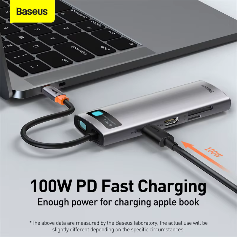 Baseus Hub USB-C HDMI SD RJ45 100W para MacBook Pro - imagen 2