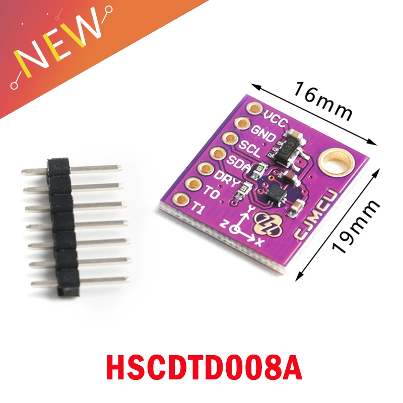 HSCDTD008A-Módulo de Sensor magnético de brújula, 3 ejes, 3,3 V-5V, Micro Tesla LSB, reemplaza HMC5883L para Arduino