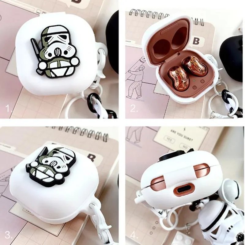 Funda para auriculares Star Wars para Samsung Galaxy Buds Live/Pro/Fe, carcasa protectora de silicona para auriculares inalámbricos con llavero - imagen 3