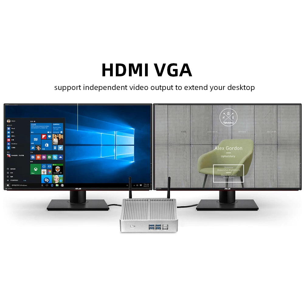 XCY Mini PC sin ventilador Intel Core i7 4500U i5 4200U i3 5005U Windows 10 HDMI VGA pantalla 300Mbps Wi-Fi Gigabit Ethernet Linux HTPC - imagen 5