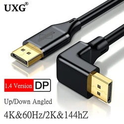 Cable DisplayPort 1.4 Macho-Macho 90º 8K 60Hz HDR