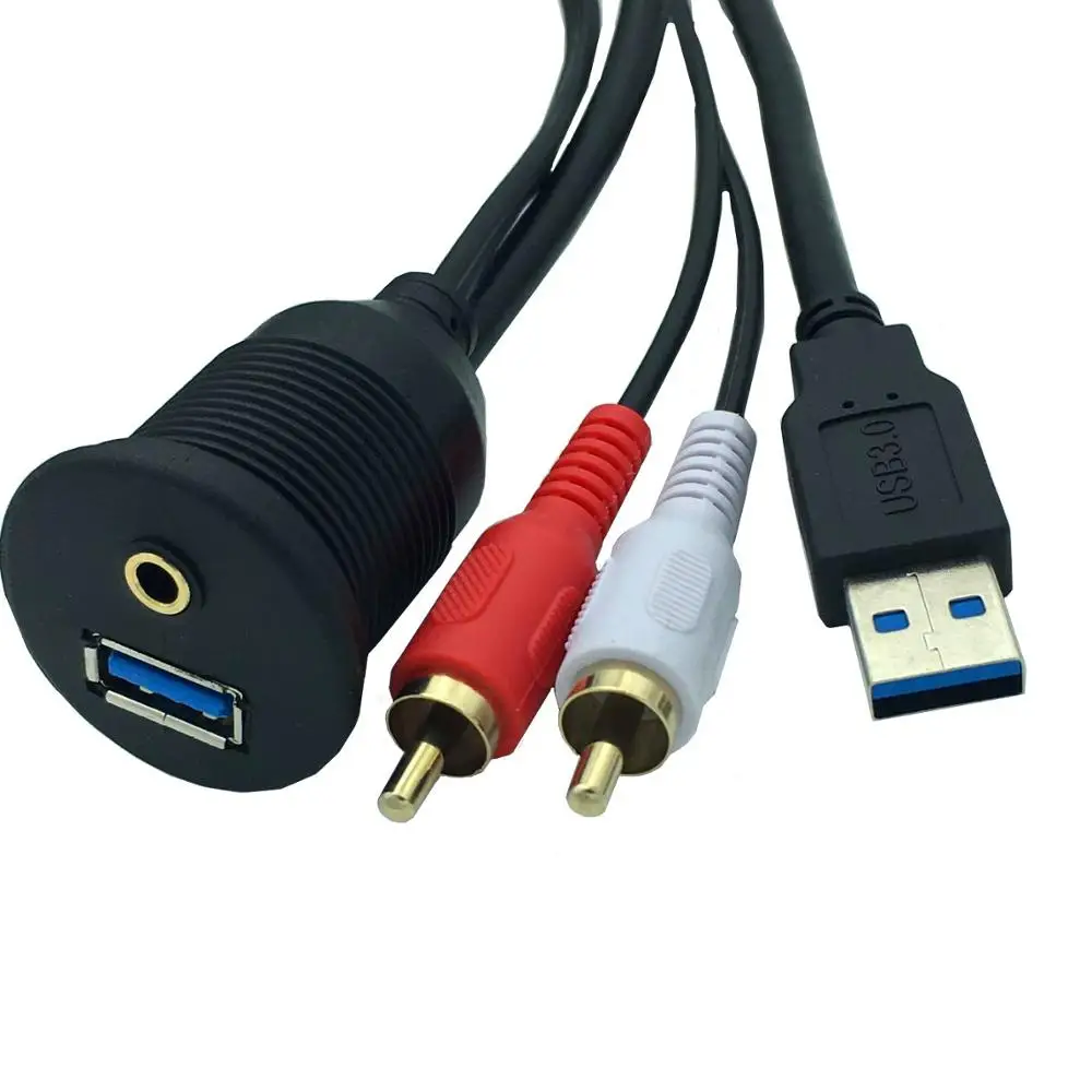 Panel de montaje empotrado para salpicadero de coche, Cable macho a hembra, USB 2,0, USB 3,0, 3,5mm, AUX, RCA - imagen 2