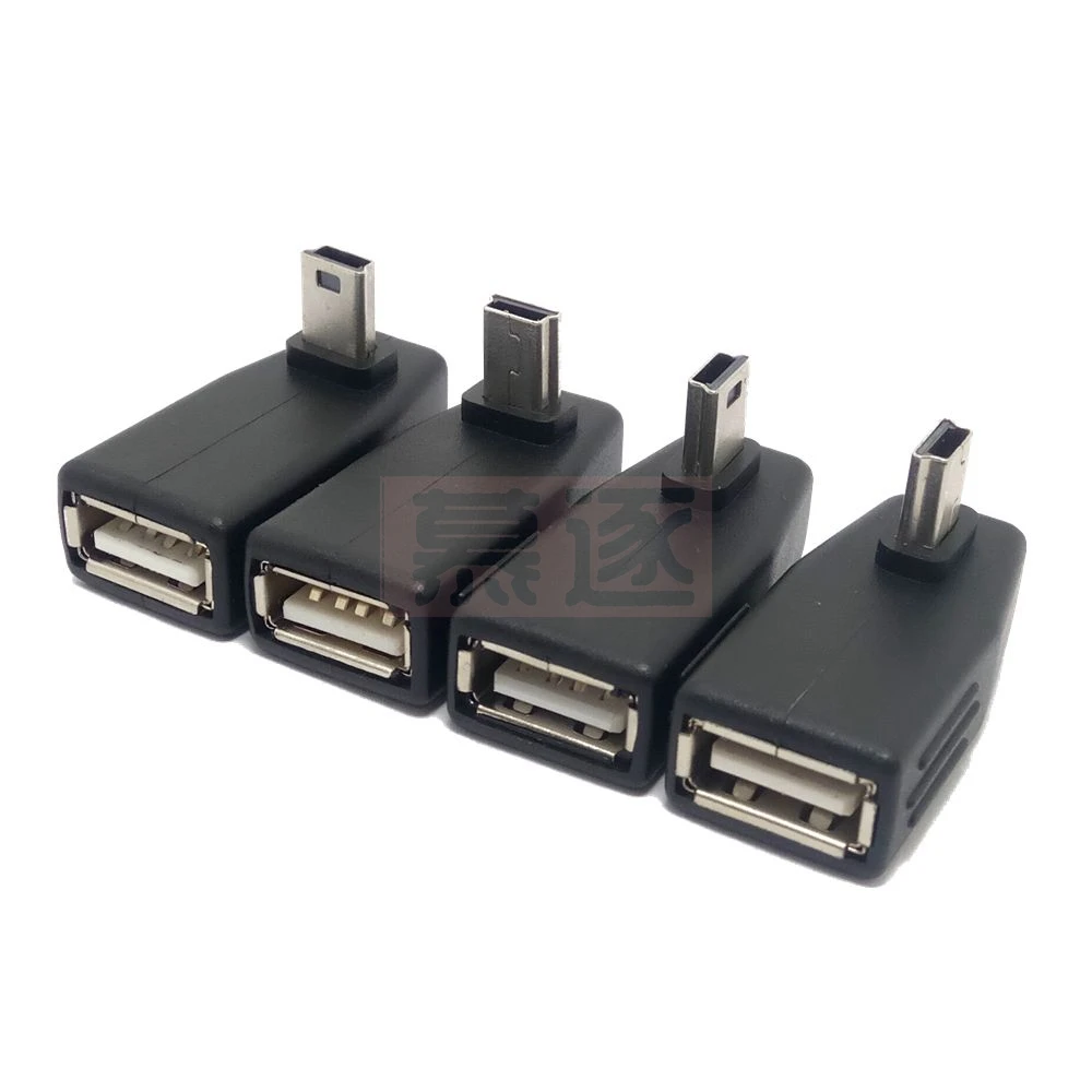 Mini USB 5 pines Morsettinlichen zu USB Weiblich 90 grad Winkel Konverter Stecker sincronización de datos adaptador OTG Dokument Auto MP3 MP4 tabletten mano - imagen 2