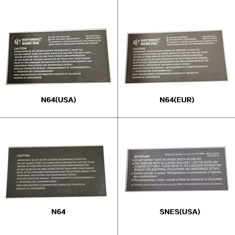 Pegatina inferior N64/SNES, 50/piezas