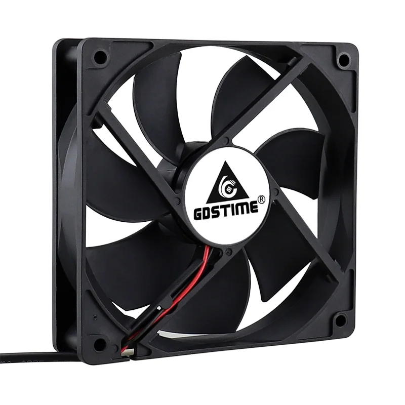 Gdstime-ventilador de refrigeración sin escobillas Gdstime, 5V, 12V, 24V, 120mm x 120mm x 25mm, 120mm x 25mm, 2 pines, 0.3A, 12cm, 1 unidad - imagen 2