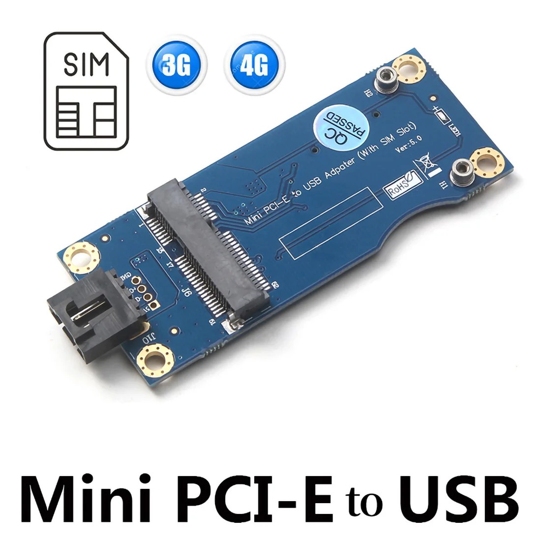 Mini PCI-E a USB con adaptador de tarjeta SIM para tarjeta USIM 3G 4G WWAN/LTE módulo GPS ranura de conector Horizontal para ordenador portátil de escritorio - imagen 2