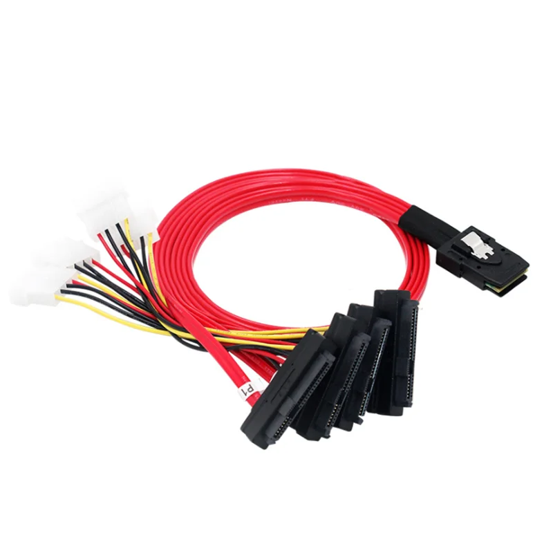 Cable interno Mini SAS de 36 pines SFF-8087 a 4 SAS de 29 pines SFF-8482 con conector de alimentación de 4 pines Cable central para Cable de disco duro SAS 1m - imagen 4
