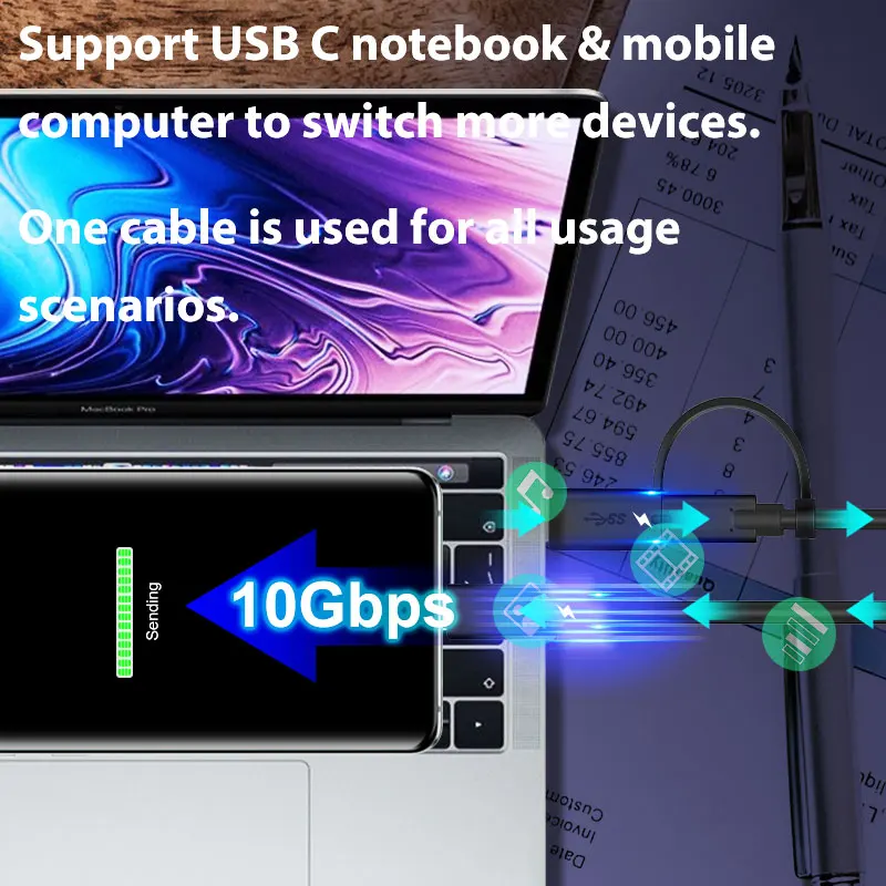 Cable USB 3,1 tipo C a USB C para Huawei, Samsung S9, S10, PD, 100W, carga rápida, 4,0, para MacBook Pro - imagen 5