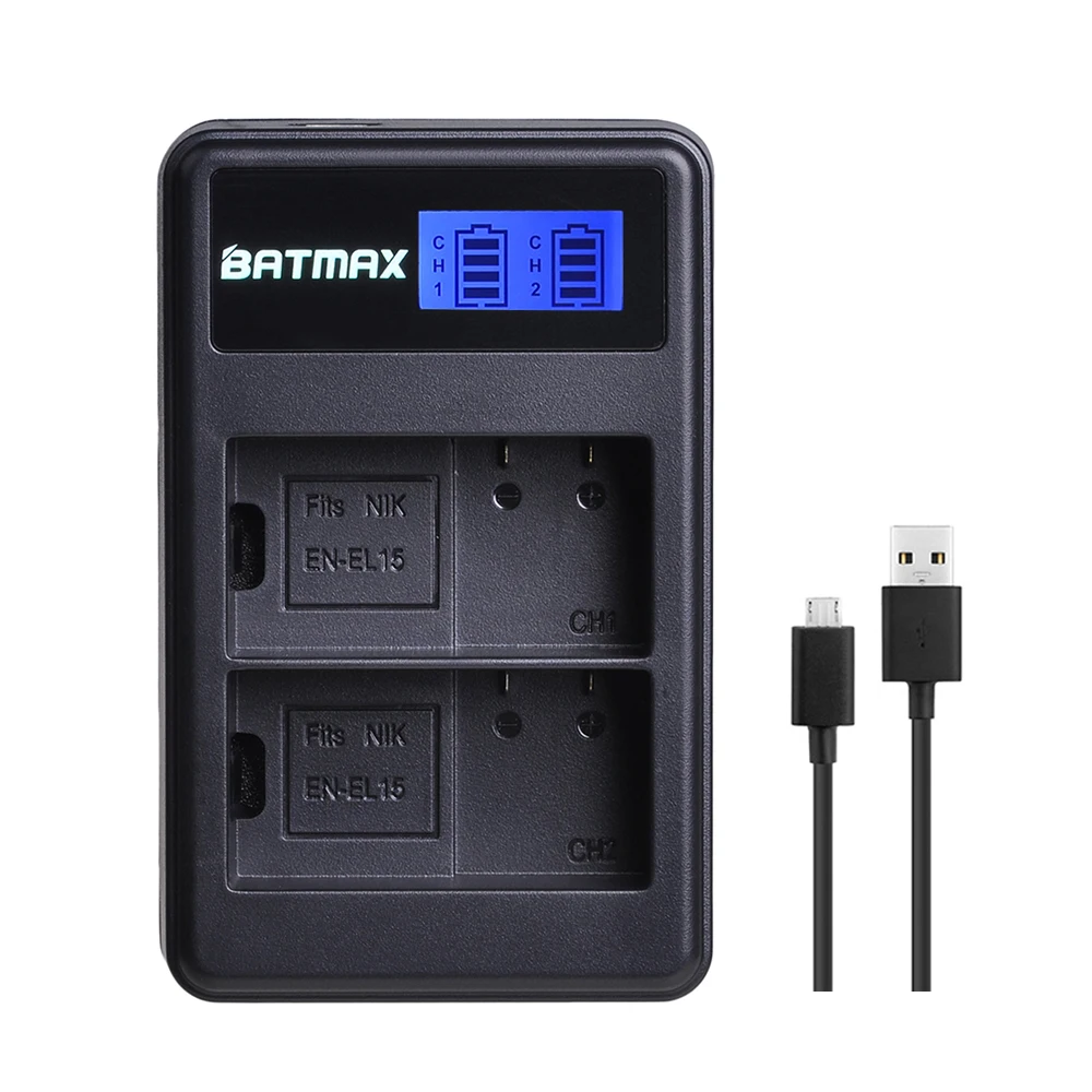 Batmax 2280mAh EN-EL15C EN EL15 batería + cargador USB Dual LCD para Nikon Z5, Z6,Z6 ii,Z7, Z7ii, Z8 D600 D610 D600E D800 D800E D810 - imagen 5