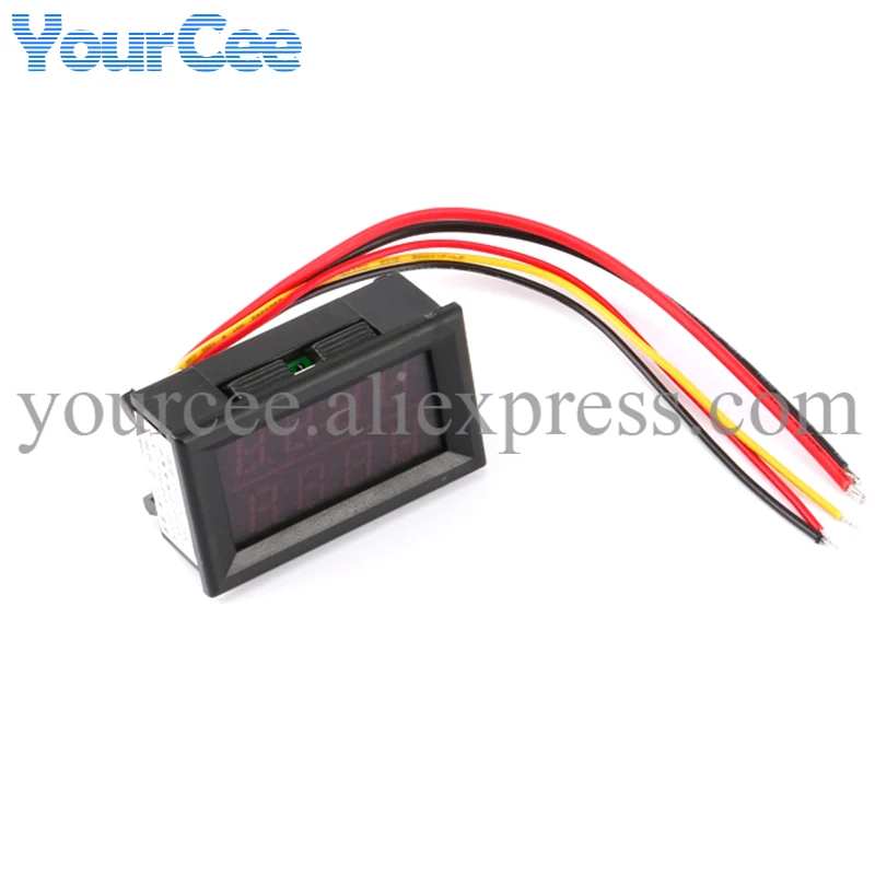 Rojo 0,28 "pantalla LED Dual 4 bits 0,28 pulgadas amperímetro Digital voltímetro medidor de corriente de voltaje de coche DC 0-100V/1A/3A 5 cables - imagen 2