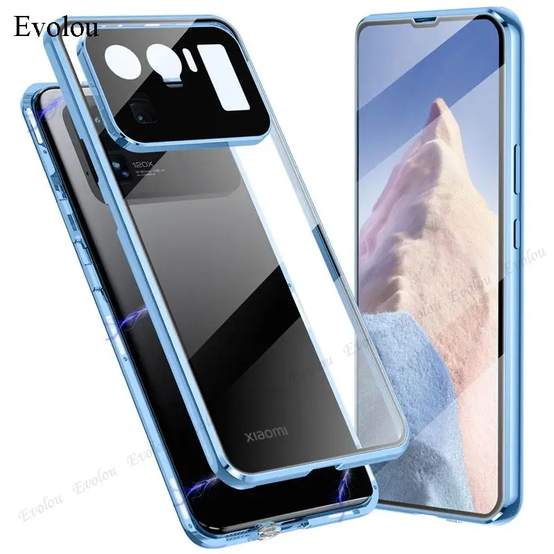 Funda de teléfono para Xiaomi Mi 11 Ultra, protección completa 360, adsorción magnética templada de doble cara, Mi 11, 10 pro - imagen 2
