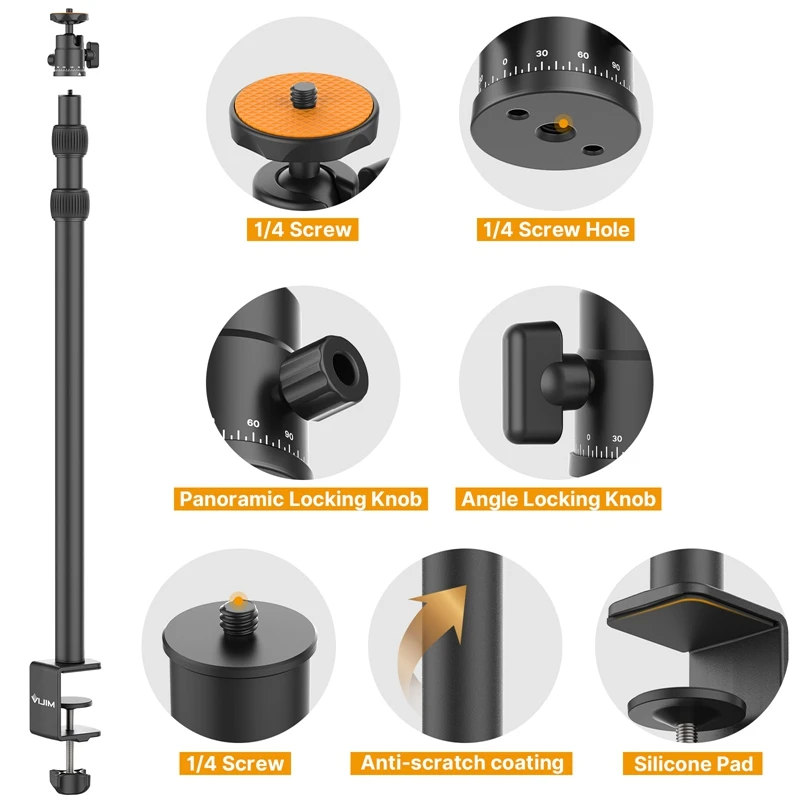 Vijimy LS03 Trípode Extensible con Luz y Clip Teléfono