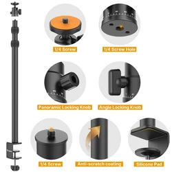 Vijimy LS03 Trípode Extensible con Luz y Clip para Teléfono