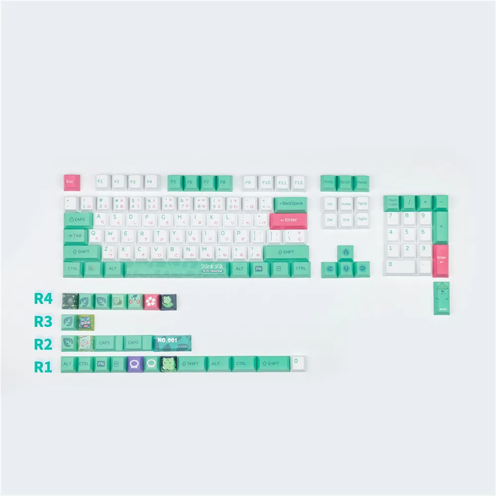 Juego de teclas de dibujos animados de Anime con temática Frog, teclas PBT para teclado MX Switch, perfil Cherry, 5 lados, teñido, subcama, 1.75U, 2U, 1 Juego - imagen 2