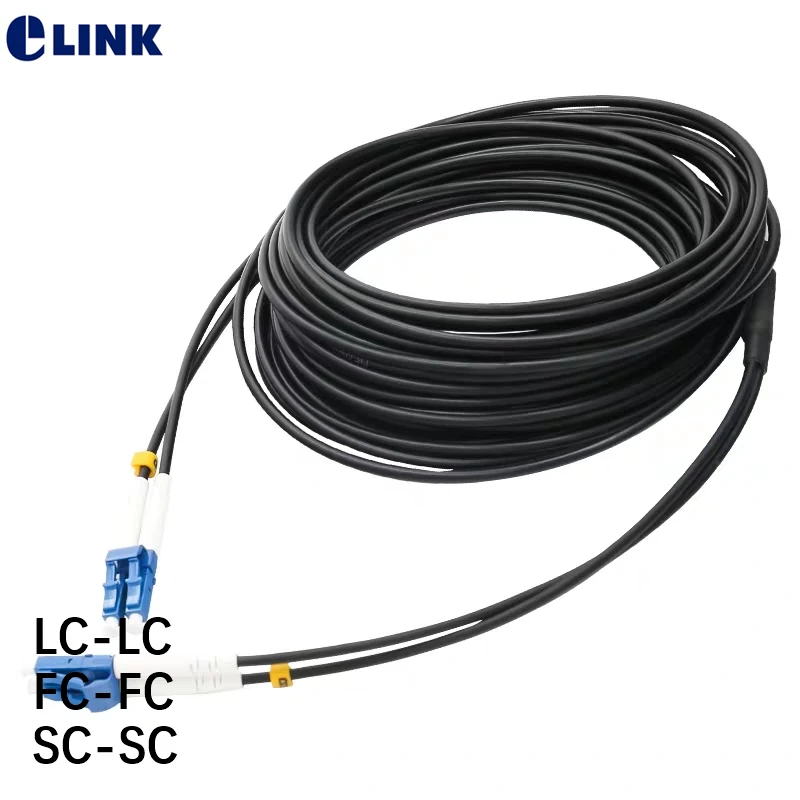 Cable de fibra óptica blindado para exteriores, 2 núcleos, SC, LC, FC, SCAPC, LCAPC, impermeable, monomodo, FTTA armor jumper, SM DX, 3,0mm, 40m