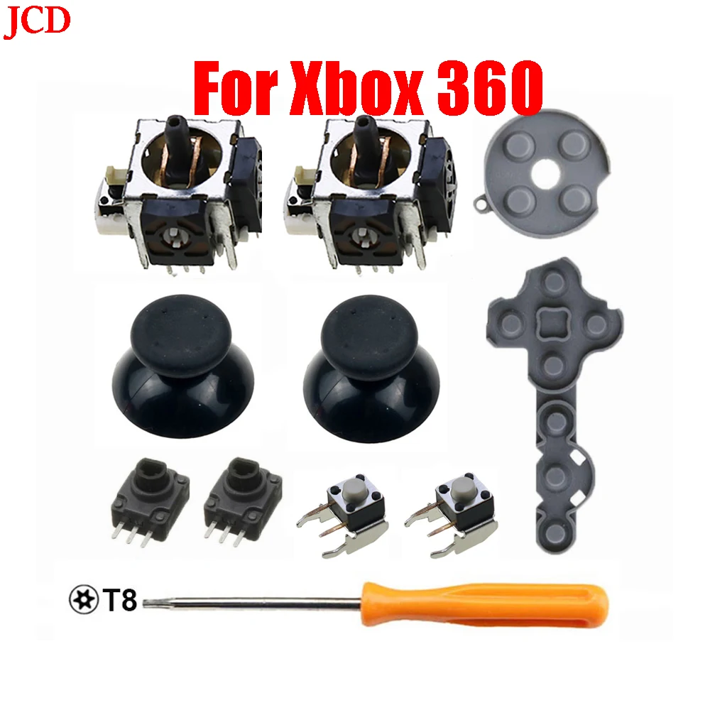 JCD 11 en 1 para Microsoft Xbox 360 controlador potenciómetros de Sensor de palo analógico + empuñaduras de pulgar LT RT botones de interruptor de disparo