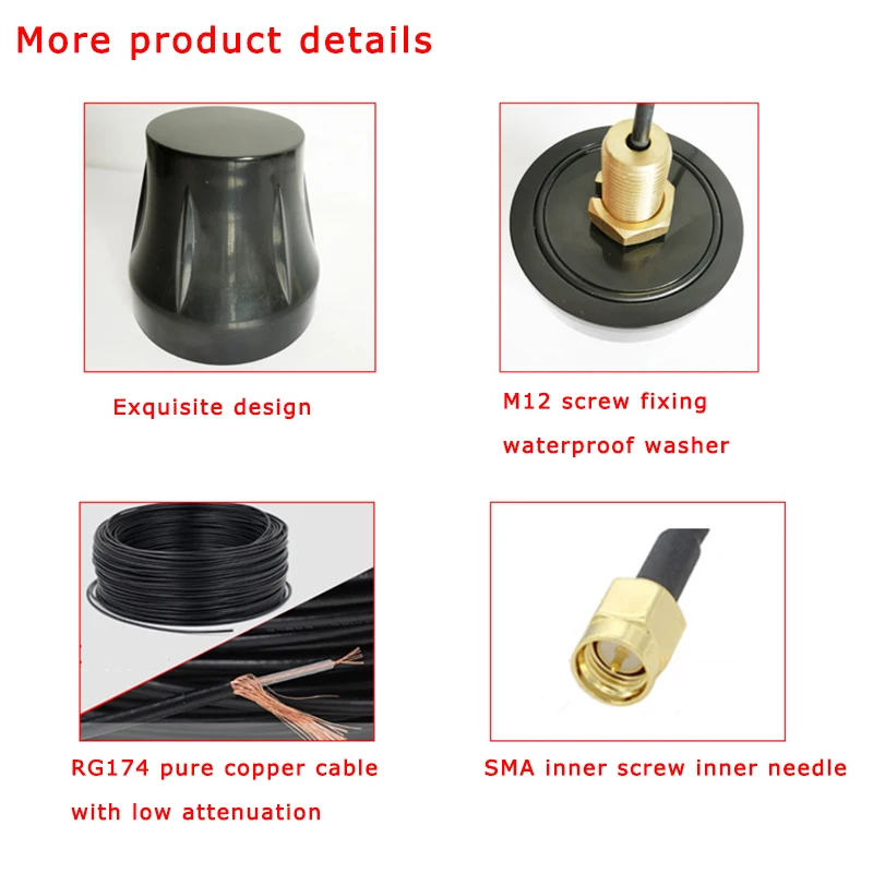 Antena de gabinete DTU impermeable para exteriores con soporte, conector macho SMA, alta ganancia, 28DBI, 2,4G, 5,8G, WIFI, 4G, 433MHz, GPS, BD, GSM, GPRS - imagen 5