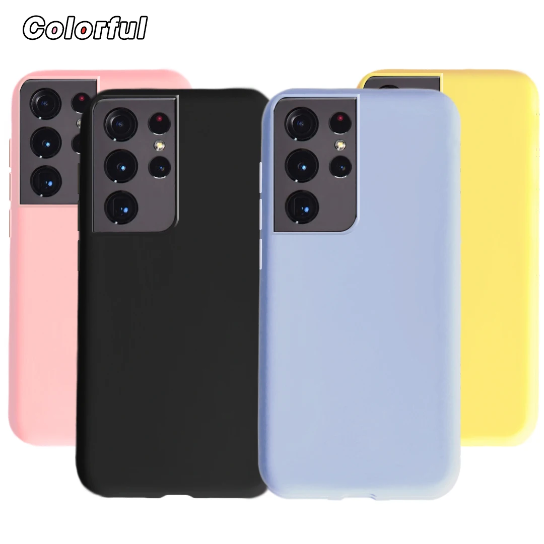 Funda de silicona líquida para Samsung Galaxy S21 Ultra 5G, Funda de teléfono suave de TPU para Samsung S21 Plus S 21 S21Ultra S21 +