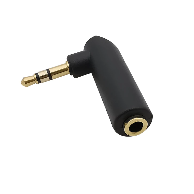 1 Uds conector chapado en oro 3,5 Jack ángulo recto hembra a 3,5mm 3 polos macho Audio estéreo enchufe conector adaptador en forma de L