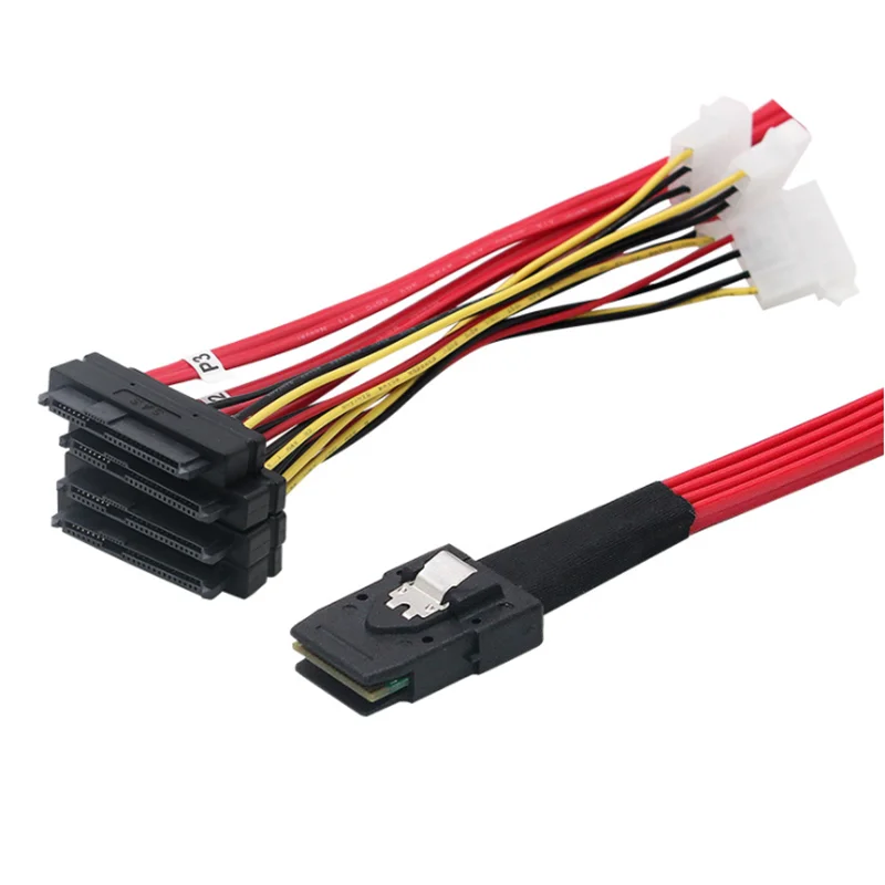 Cable interno Mini SAS de 36 pines SFF-8087 a 4 SAS de 29 pines SFF-8482 con conector de alimentación de 4 pines Cable central para Cable de disco duro SAS 1m - imagen 3