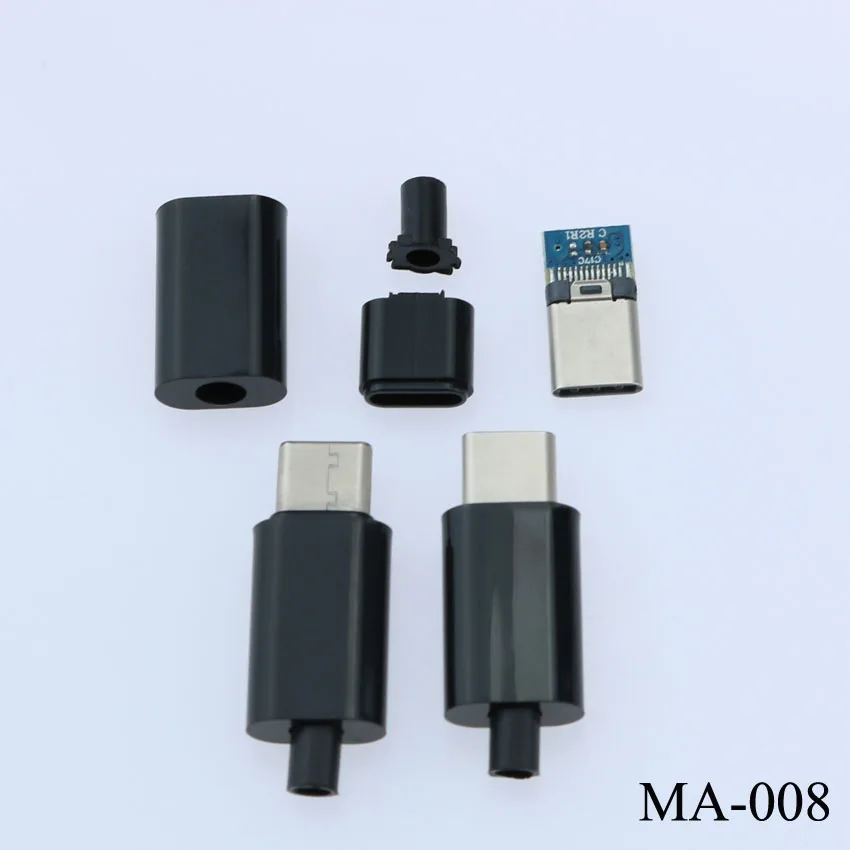 Conector de enchufe Micro USB tipo C para iphone 5, 5s, 6, 6s plus, 7, 7plus, 8 pines, blanco y negro, bricolaje, 1 Juego - imagen 4