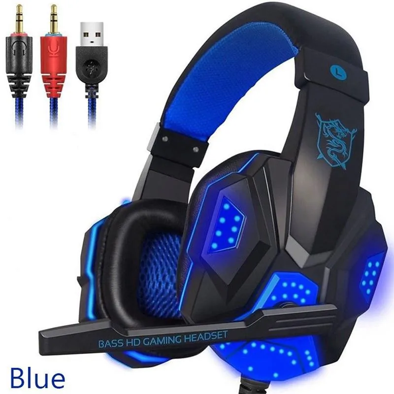 Auriculares con cable para videojuegos, audífonos estéreo con micrófono y luz LED, para PC, PS4, ordenador, 2,2mm, 3,5 M - imagen 3
