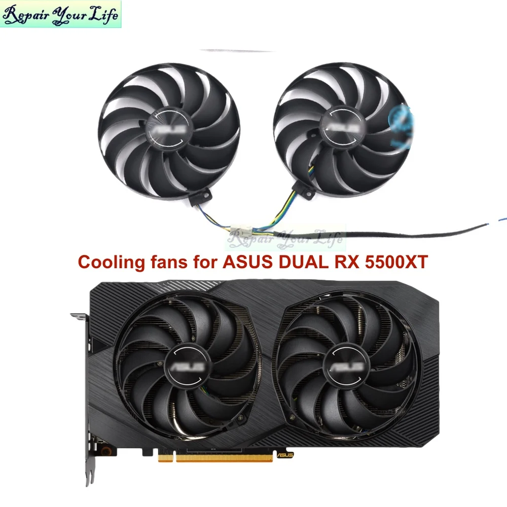 Ventilador de tarjeta gráfica de 95MM para ASUS DUAL RX5500XT RX5600 PC GPU Cooling Cooler T129215SU PLD10010S12HH FDC10U12S9-C DC12V 4Pin nuevo - imagen 4