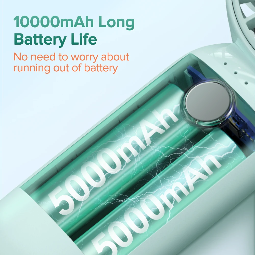 Miniventilador de mano USB para el hogar, oficina y exteriores, refrigeración de escritorio con Base de 3 modos, batería recargable portátil, 10000mAh - imagen 4