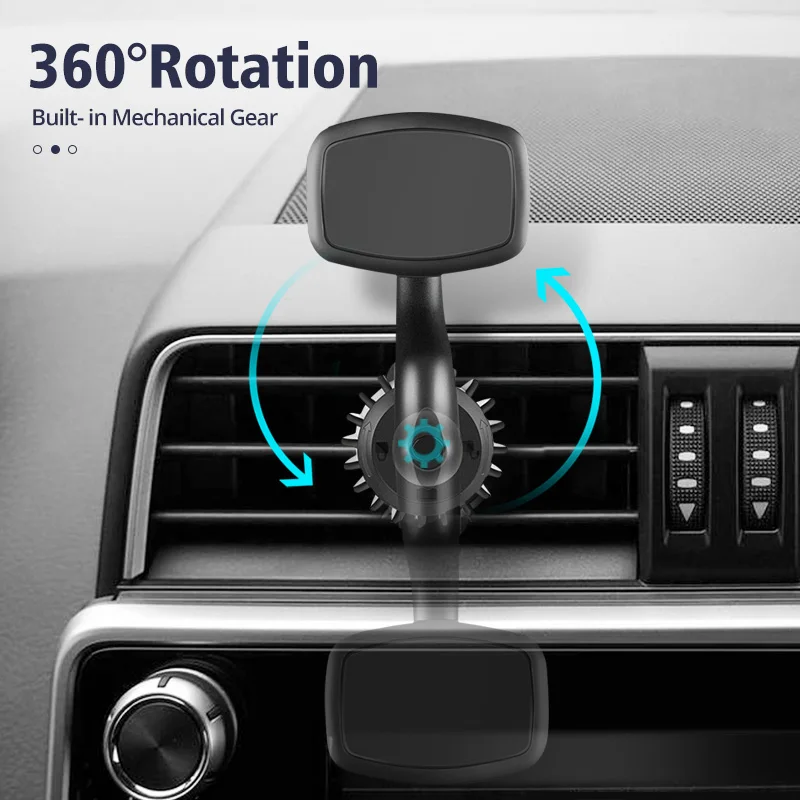 Soporte de teléfono para coche, accesorio multifuncional con rotación de 360 grados, ventilación de aire, tipo hebilla magnética - imagen 3