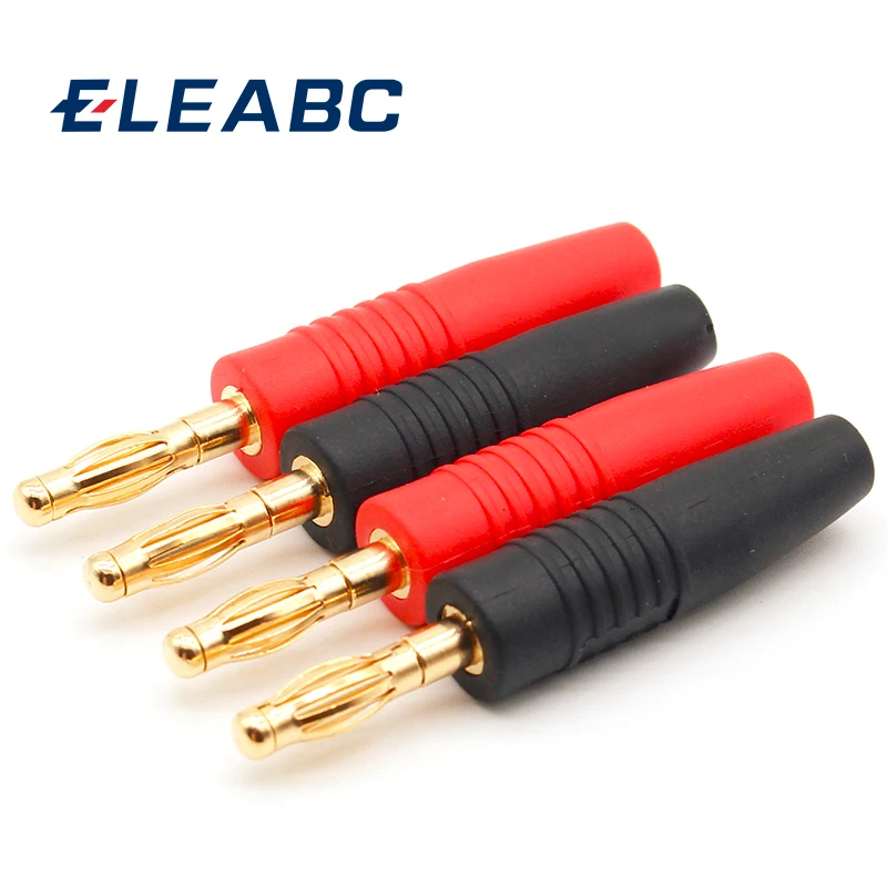 4 Uds nuevos enchufes de 4mm chapados en oro Cable de altavoz Musical Pin conectores de clavija de plátano