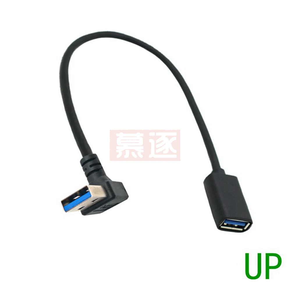 USB 3,0 1 Uds Cable de extensión de 90 grados arriba abajo ángulo izquierdo derecho macho a hembra Super velocidad 5Gbps Cables de carga de sincronización de datos USB