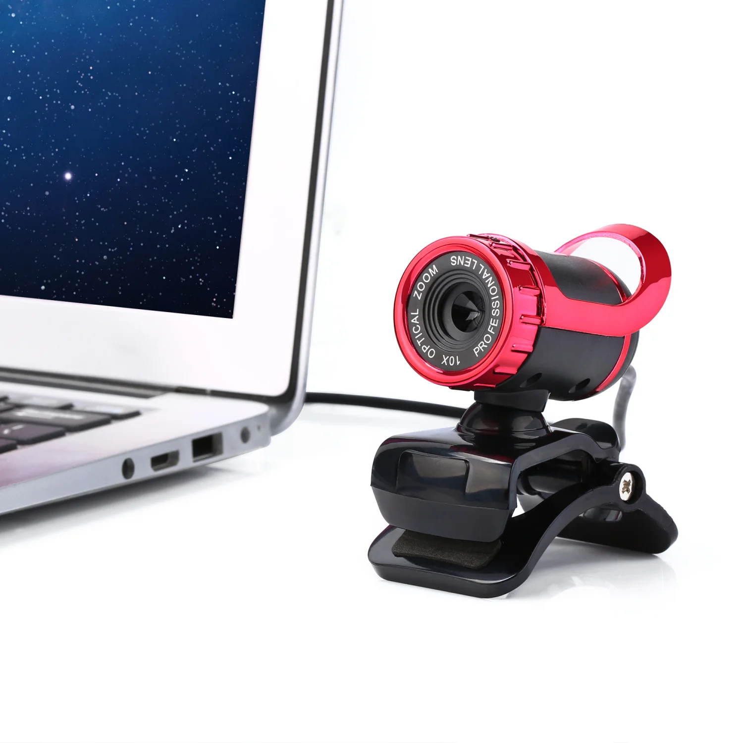 Cámara Web giratoria de visión nocturna, Webcam USB de alta definición, micrófono de 360 grados, Clip-on para ordenador, PC, portátil, Notebook - imagen 2