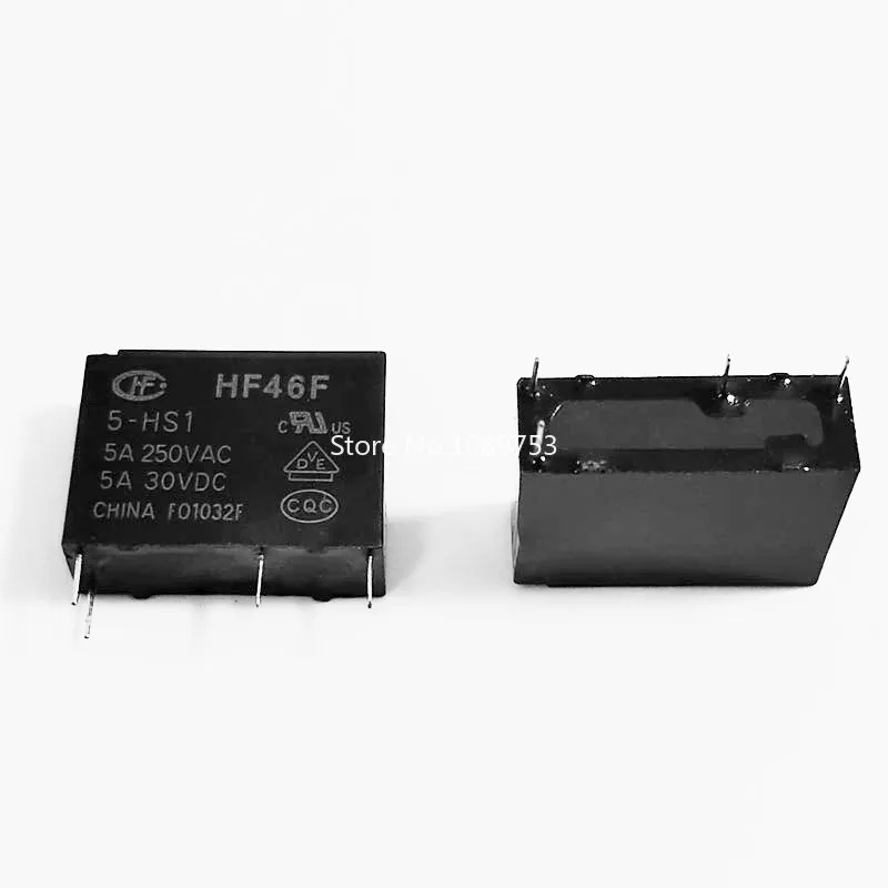 5 uds HF46F relés 5A 4 pines HF46F-5-HS1 HF46F-12-HS1 HF46F-24-HS1 relé de potencia normalmente abierto 5 12 24 VDC 5A 250VAC - imagen 3