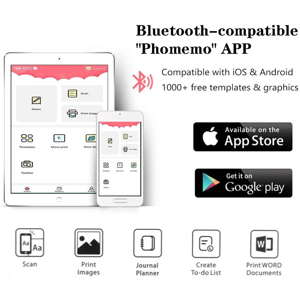 Phomemo-Impresora térmica portátil M02, Mini máquina fotográfica multifuncional, etiquetas adhesivas de papel, fabricante de notas - imagen 5