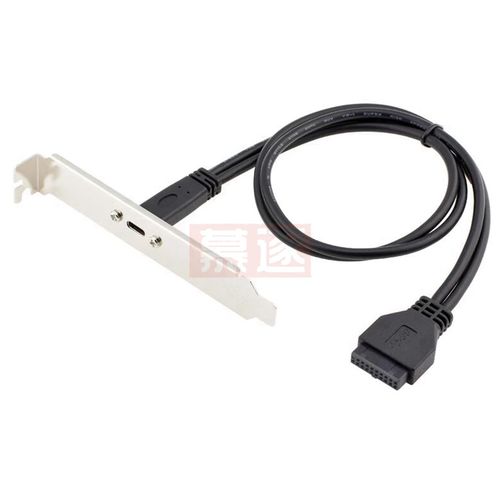 Panel trasero con puerto USB 3,1 tipo C, USB 3,0 USB3.0 20 pines 20P hembra a USB-C USB3.1 tipo-c hembra Cable deflector PCI 50cm