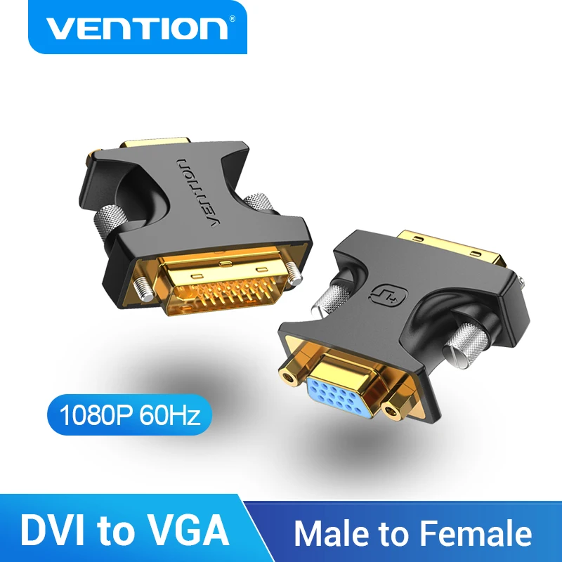 Vention-adaptador DVI a VGA 24 + 5, convertidor macho a VGA hembra de 1080P para Monitor de ordenador, TV, proyector, a DVI Cable VGA, 1 unidad